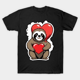 Sloth Heart Balloon - Valentines Day T-Shirt